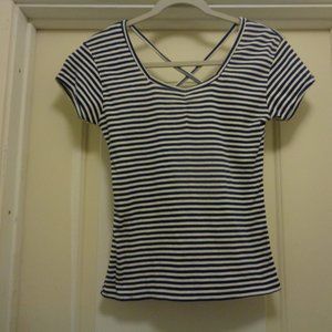 FRENCH SAILORCORE CRISS CROSS APPLESAUCE BACK NAUTICAL STRIPES BLOUSE L